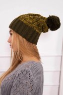 Czapka z polarem Paryż K213 khaki+kiwi  