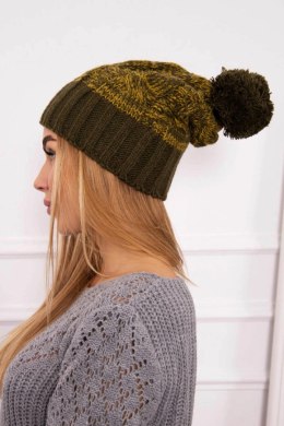 Czapka z polarem Paryż K213 khaki+kiwi  
