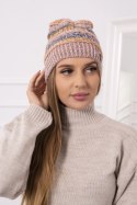 Czapka z polarem Patrycja K254 różowy+cappuccino  
