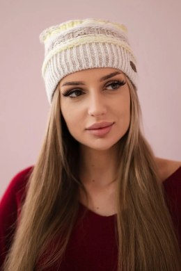 Czapka z polarem Patrycja K254 żółty+beżowy  