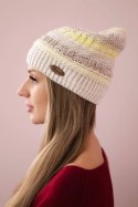 Czapka z polarem Patrycja K254 żółty+beżowy  