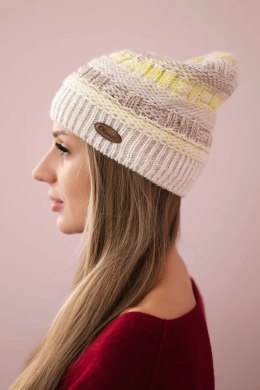 Czapka z polarem Patrycja K254 żółty+beżowy  