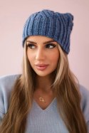 Czapka z polarem Paulina K227 ciemno jeansowa  