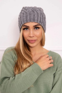 Czapka z polarem Paulina K227 ciemno szara  
