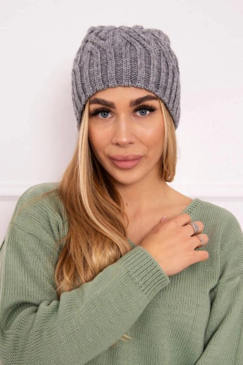Czapka z polarem Paulina K227 ciemno szara  
