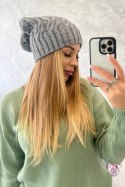 Czapka z polarem Paulina K227 ciemno szara  