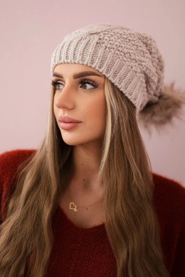Czapka z polarem Sandra K210 jasno beżowa  