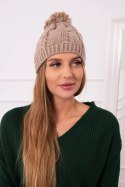 Czapka z polarem Stefania K278 ciemno beżowa  