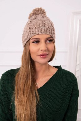 Czapka z polarem Stefania K278 ciemno beżowa  