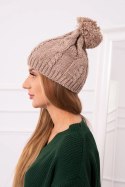 Czapka z polarem Stefania K278 ciemno beżowa  