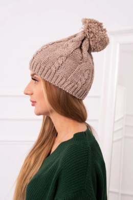 Czapka z polarem Stefania K278 ciemno beżowa  