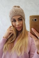 Czapka z polarem Stefania K278 ciemno beżowa  
