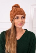 Czapka z polarem Stefania K278 jasno brązowa  