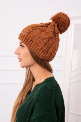 Czapka z polarem Stefania K278 jasno brązowa  