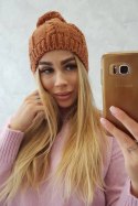 Czapka z polarem Stefania K278 jasno brązowa  