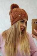 Czapka z polarem Stefania K278 jasno brązowa  