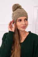Czapka z polarem Stefania K278 jasny khaki  