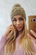 Czapka z polarem Stefania K278 jasny khaki  