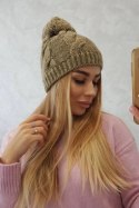 Czapka z polarem Stefania K278 jasny khaki  