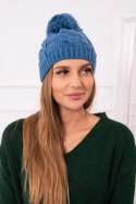 Czapka z polarem Stefania K278 jeansowa  