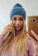 Czapka z polarem Stefania K278 jeansowa  