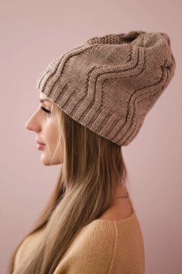 Czapka z polarem Sylwia K244 ciemno beżowa  