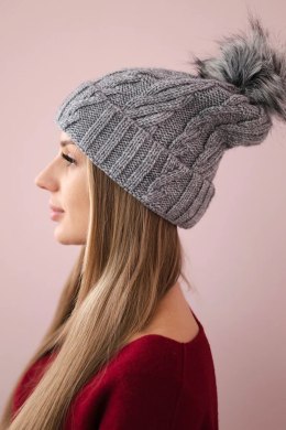 Czapka z polarem Warkocz K226 ciemno szara  