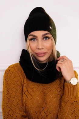Komplet damski trójkolorowy P103 czarny+khaki  