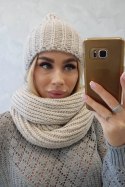 Komplet damski z grubym prążkiem P100 beżowy  
