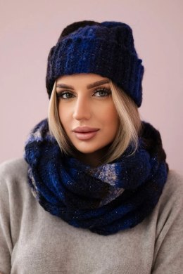 Komplet damski z mocherem K208 chabrowy+czarny  
