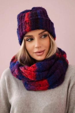 Komplet damski z mocherem K208 czerwony+chabrowy  