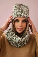 Komplet damski z polarem Merry K202 zielony+brązowy  