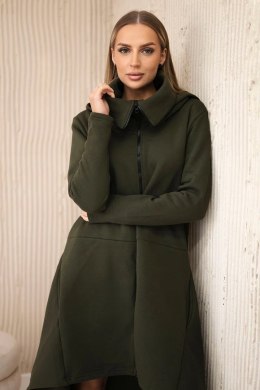 Sukienka ocieplana z dłuższymi bokami khaki  