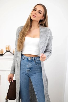 Sweter Kardigan splot warkocz szary  