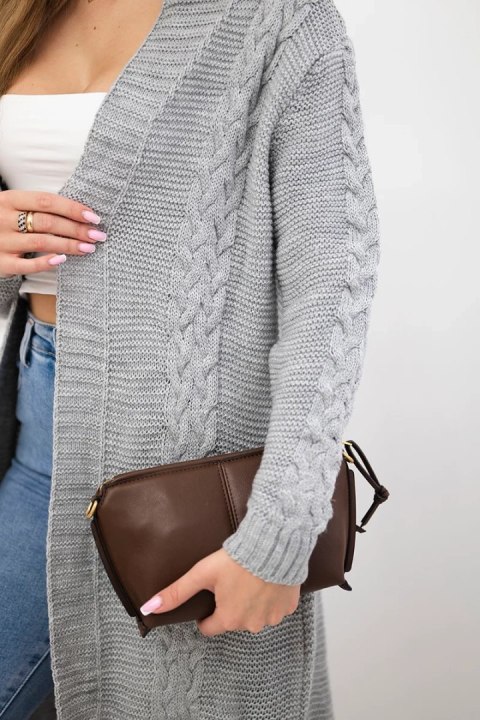 Sweter Kardigan splot warkocz szary Sweter Kardigan splot warkocz szary