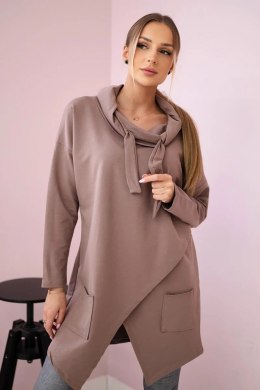 Tunika z kopertowym przodem Oversize mocca  