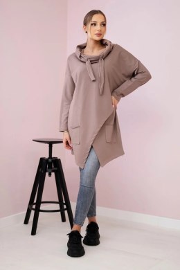 Tunika z kopertowym przodem Oversize mocca  