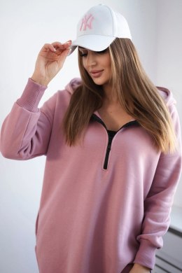 Bluza ocieplana z rozcięciami na bokach ciemno różowa  
