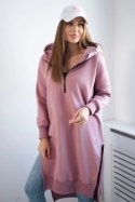 Bluza ocieplana z rozcięciami na bokach ciemno różowa  