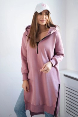 Bluza ocieplana z rozcięciami na bokach ciemno różowa  