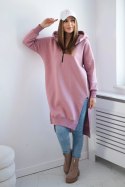 Bluza ocieplana z rozcięciami na bokach ciemno różowa  