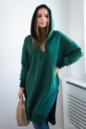 Bluza ocieplana z rozcięciami na bokach ciemno zielona  