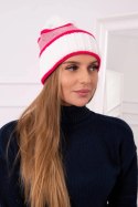 Czapka damska Kinga K297 biały+różowy neon+ciemny różowy  
