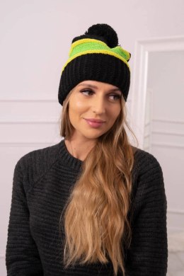 Czapka damska Kinga K297 czarny+kiwi+zielony neon  