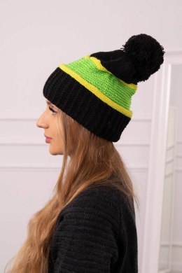 Czapka damska Kinga K297 czarny+kiwi+zielony neon  