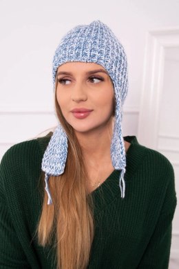 Czapka damska uszatka Jana K314 niebieska  
