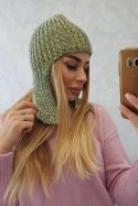 Czapka damska uszatka Jana K314 żółta  