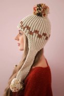 Czapka damska uszatka Nadia K321 beżowa  
