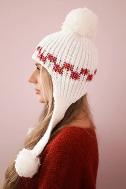 Czapka damska uszatka Nadia K321 biała  