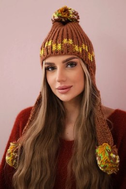 Czapka damska uszatka Nadia K321 camelowa  